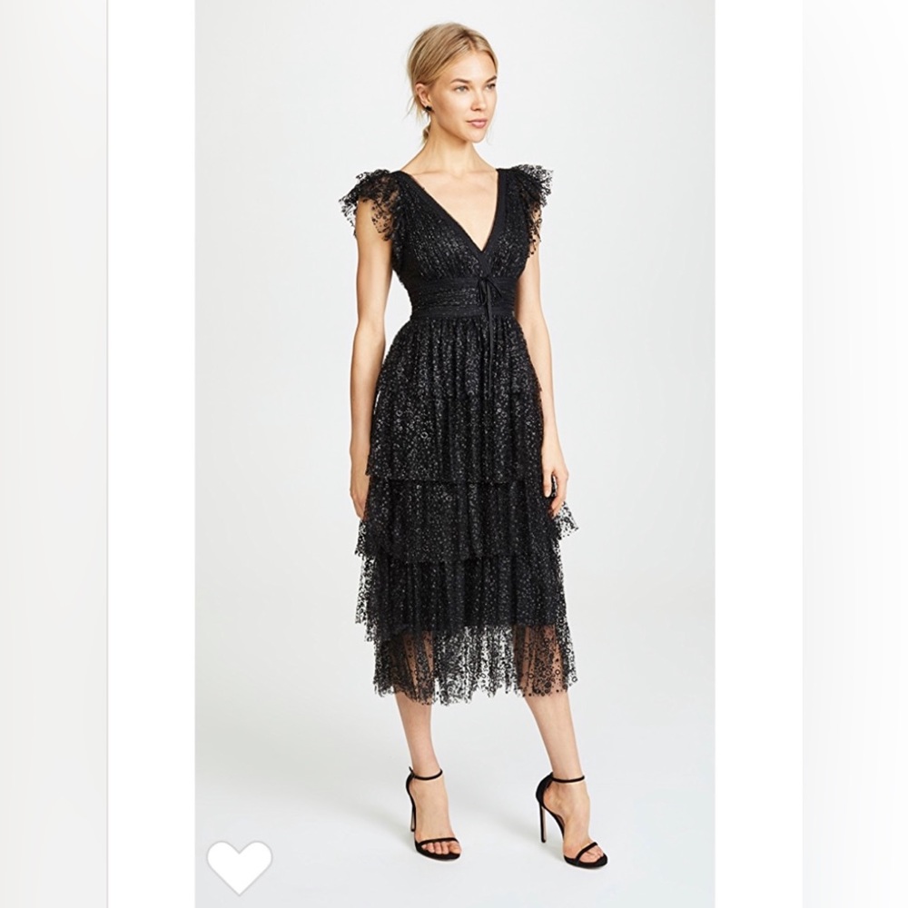 Marchesa Notte Flutter Sleeve Cocktail Dress size 4